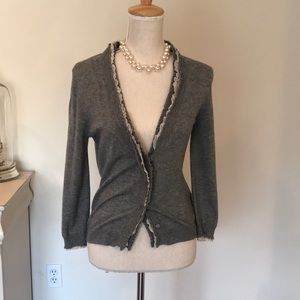 J. crew Grey lambs wool layered sweater medium